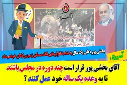 آقای بخشی پور؛ قرار است چند دوره در مجلس باشید تا به وعده خود عمل کنید؟