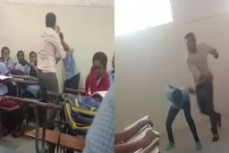 تنبیه جنون آمیز دانش آموز در مقابل همکلاسی‌هایش! 