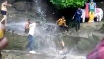 لحظه وحشتناک سقوط مرد جوان از آبشار حین گرفتن سلفی