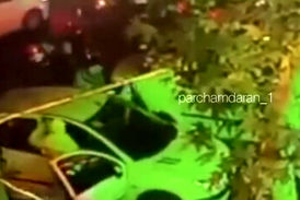 صحنه چاقو خوردن هانی کرده لات معروف تهران توسط دو موتور سوار