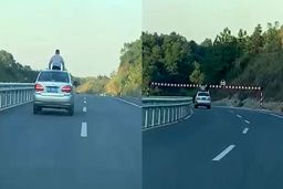 سرانجام تلخ قرار گرفتن کودک روی سان روف خودرو در اتوبان!