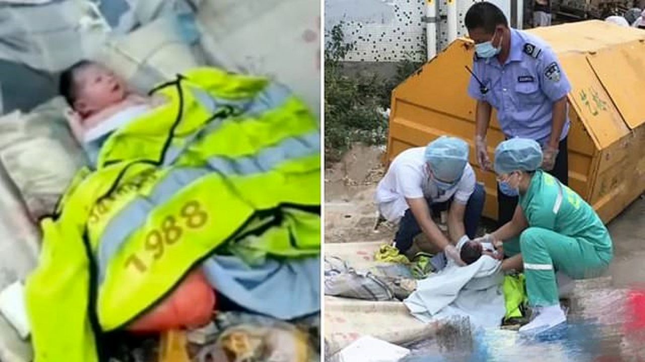 پیداشدن نوزاد در کنار سطل آشغال خیابان!