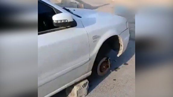 اقدام عجیب سارق پس از سرقت چرخ های یک خودرو 