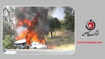 ویدیویی تلخ از حادثه دلخراش در جاده مهاباد-میاندوآب؛ آتش سوزی پژو و جان باختن دو سرنشین