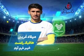  صحنه گل اول خیبر خرم آباد برابر رایکا توسط میلاد غریبی