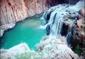 آبشار زیبا در دل طبیعت روستای "آب بید بوان"