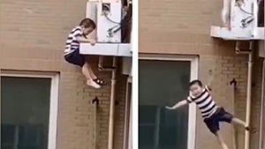 سقوط یک کودک خردسال از طبقه چهارم آپارتمان 