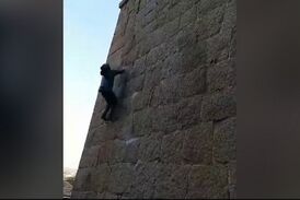 صعود با دست خالیِ مرد میمون نما به بالای قلعه! 