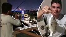 ماهیگیری از روی بالکن آپارتمان در ایام قرنطینه!