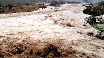 جاری‌شدن سیلاب در روستای حسینان دامغان