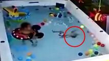 جدال با مرگ کودک خردسال در استخر خانگی!