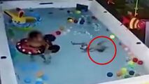 جدال با مرگ کودک خردسال در استخر خانگی!