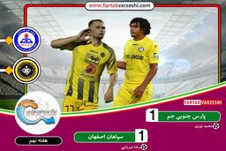 خلاصه بازی پارس جنوبی جم 1 - 1 سپاهان